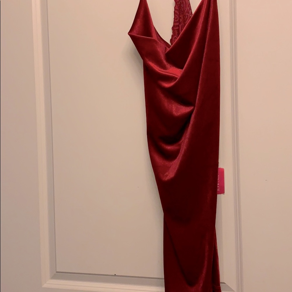 Cowl neck burgundy/red dress